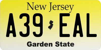 NJ license plate A39EAL