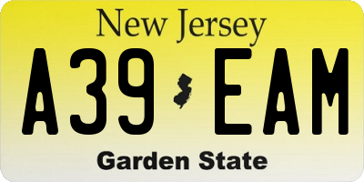 NJ license plate A39EAM
