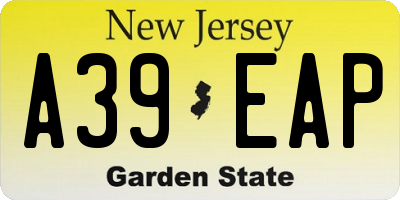 NJ license plate A39EAP