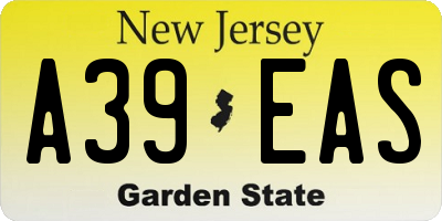 NJ license plate A39EAS