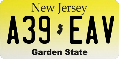 NJ license plate A39EAV
