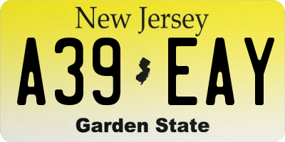 NJ license plate A39EAY