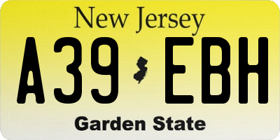 NJ license plate A39EBH