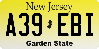 NJ license plate A39EBI