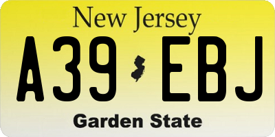 NJ license plate A39EBJ