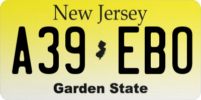 NJ license plate A39EBO