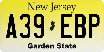 NJ license plate A39EBP