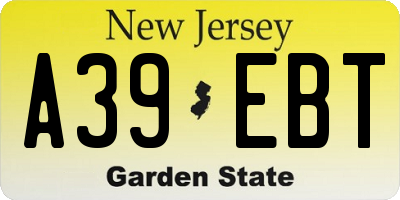 NJ license plate A39EBT