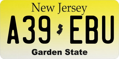 NJ license plate A39EBU