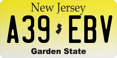 NJ license plate A39EBV