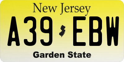 NJ license plate A39EBW