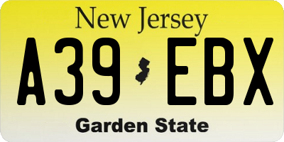 NJ license plate A39EBX