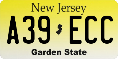 NJ license plate A39ECC