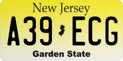NJ license plate A39ECG