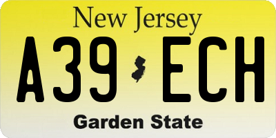 NJ license plate A39ECH