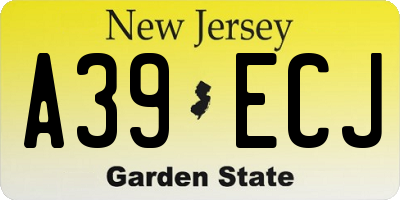 NJ license plate A39ECJ