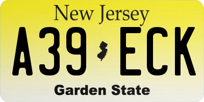 NJ license plate A39ECK