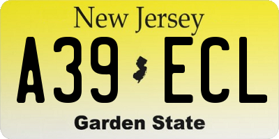NJ license plate A39ECL