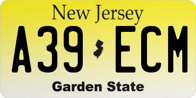 NJ license plate A39ECM