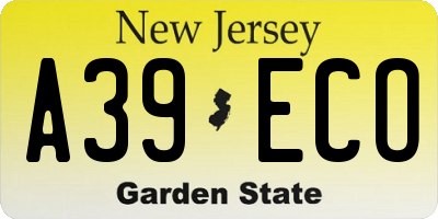 NJ license plate A39ECO