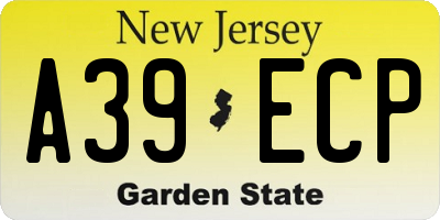 NJ license plate A39ECP