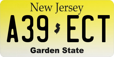 NJ license plate A39ECT