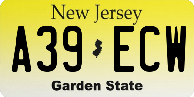 NJ license plate A39ECW