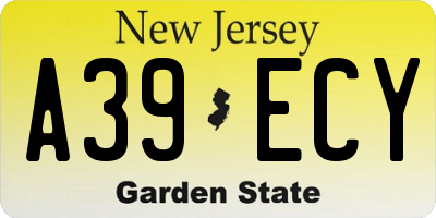 NJ license plate A39ECY