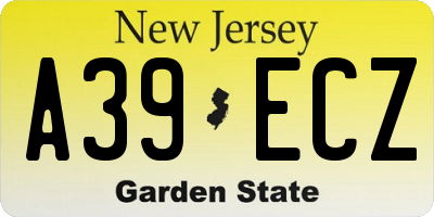 NJ license plate A39ECZ