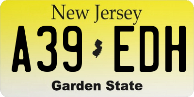 NJ license plate A39EDH