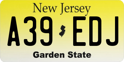 NJ license plate A39EDJ
