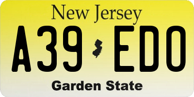 NJ license plate A39EDO
