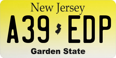 NJ license plate A39EDP