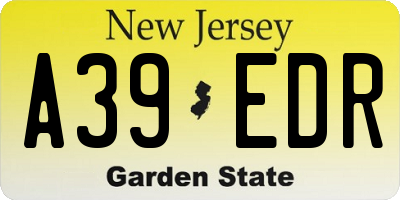 NJ license plate A39EDR