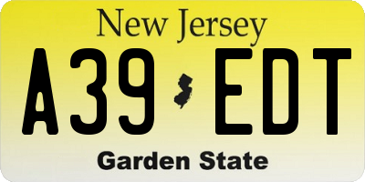 NJ license plate A39EDT