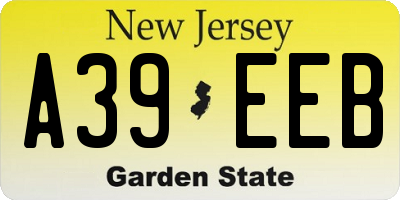 NJ license plate A39EEB