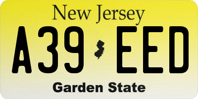 NJ license plate A39EED