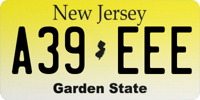 NJ license plate A39EEE