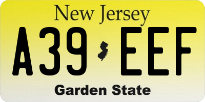 NJ license plate A39EEF