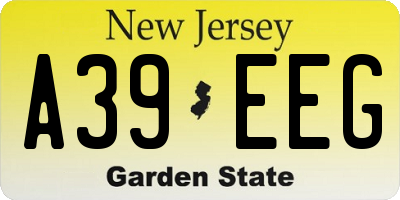NJ license plate A39EEG