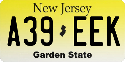 NJ license plate A39EEK