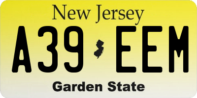 NJ license plate A39EEM