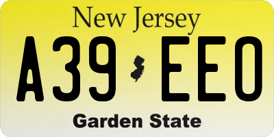 NJ license plate A39EEO