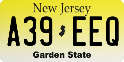 NJ license plate A39EEQ