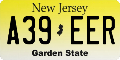 NJ license plate A39EER