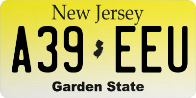 NJ license plate A39EEU