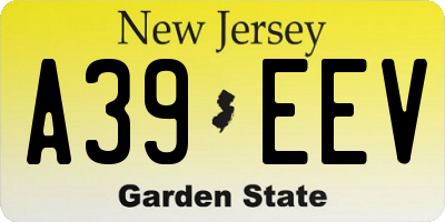 NJ license plate A39EEV