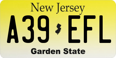 NJ license plate A39EFL