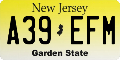 NJ license plate A39EFM