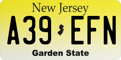 NJ license plate A39EFN